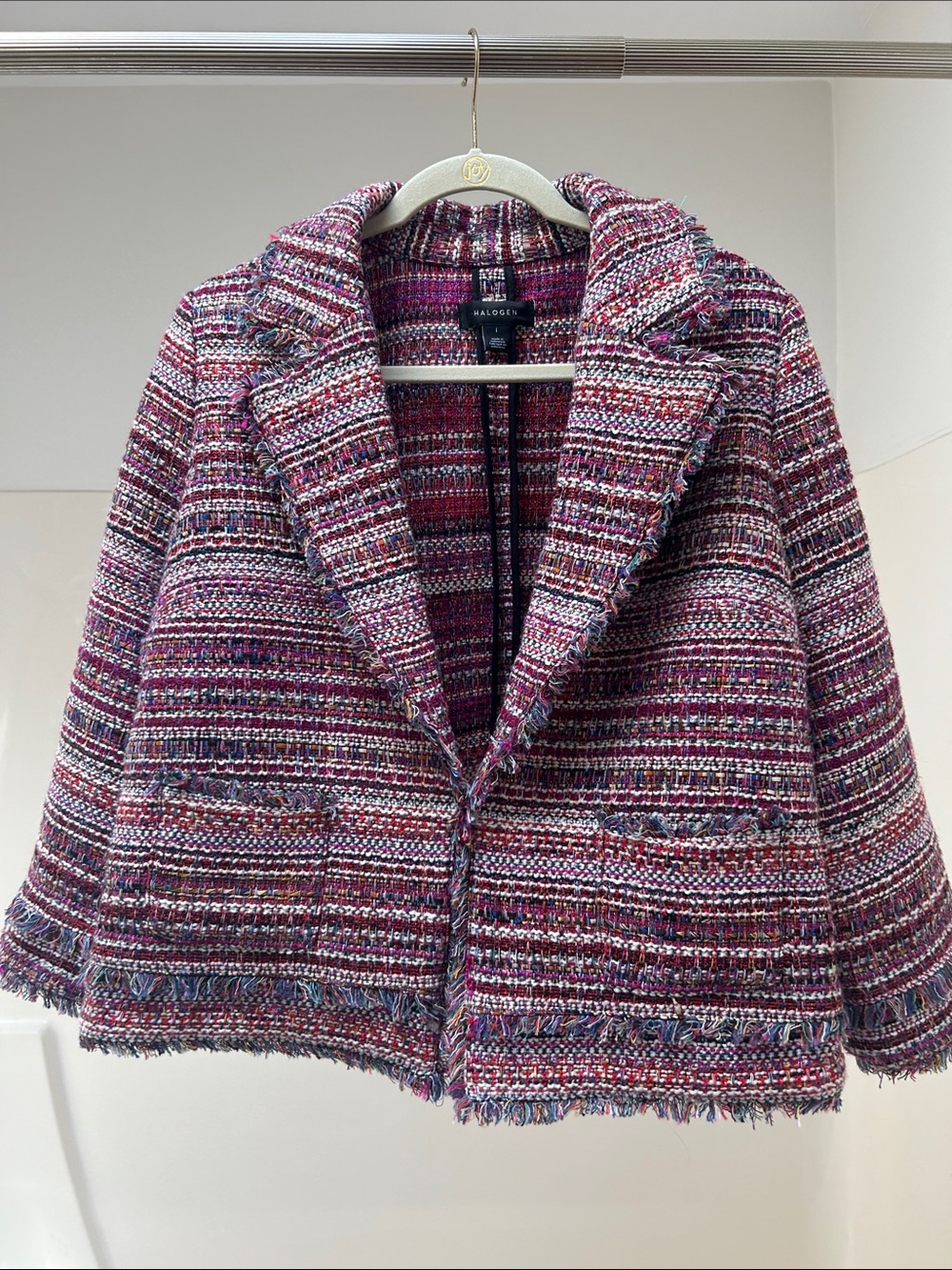 Halogen Pink Multi-Color Tweed Open-Front Blazer